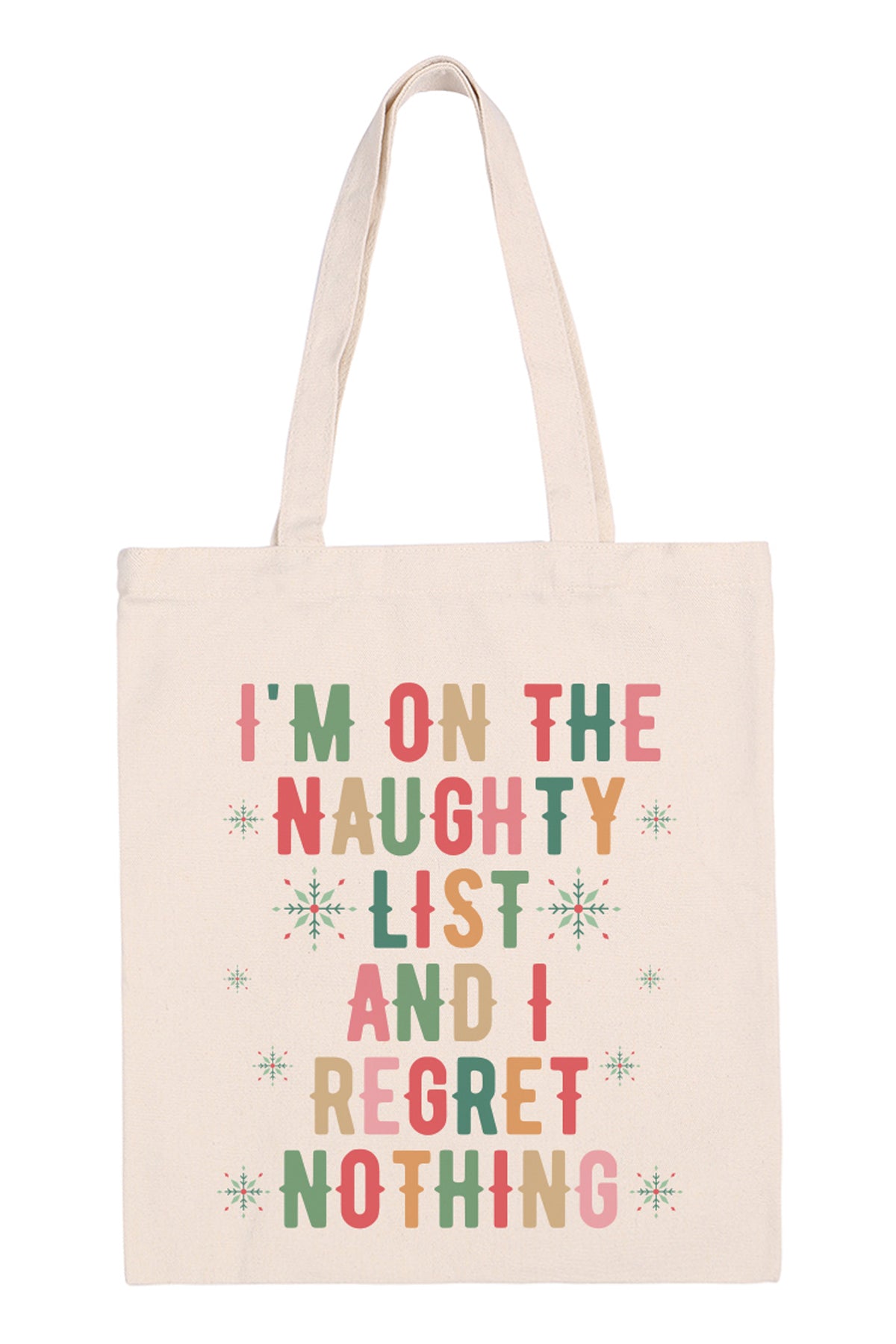 I'M ON THE NAUGHTY LIST PRINT TOTE BAG