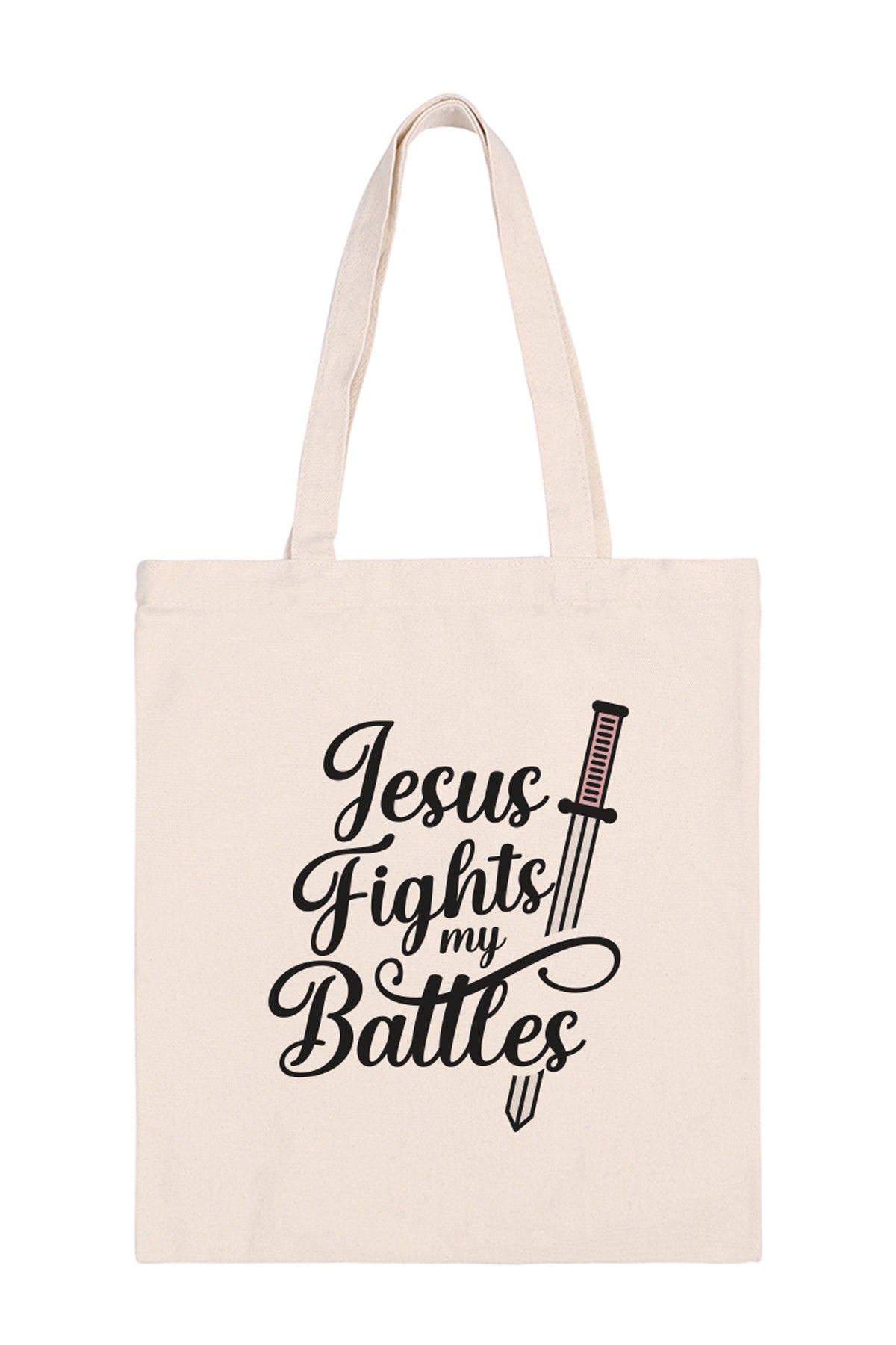 JESUS FIGHTS MY BATTLES MINIMALIST FASHION TOTE BAGS