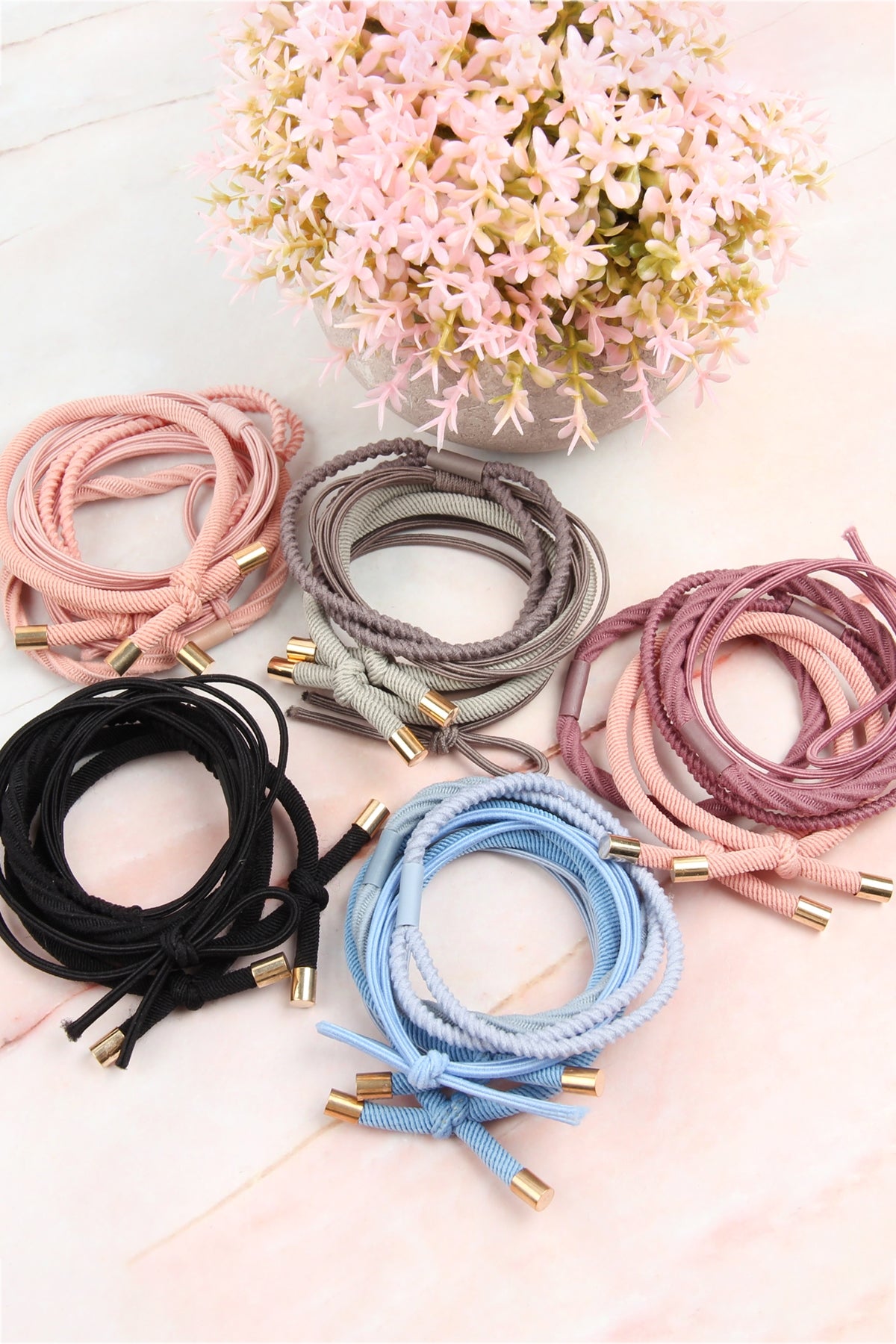 MIXED STRETCH PONYTAIL SET/6SETS