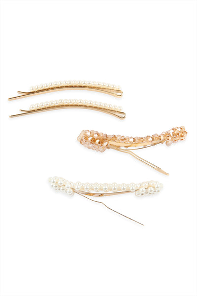 PEARL AND GLASS BEADS HAIR PIN SET/6SETS (NOW $1.75 ONLY!)