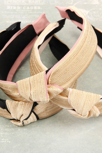 KNOTTED LACED FABRIC HEADBAND