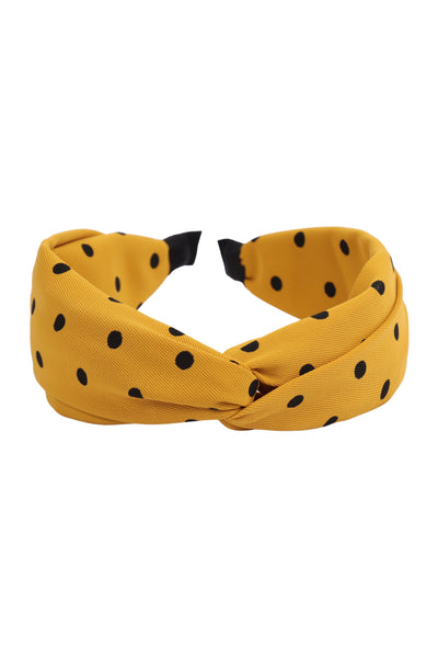 KNOTTED POLKA DOTS FABRIC COATED HEAD BAND