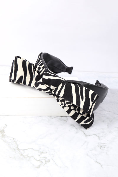 ZEBRA PRINT RIBBON HEAD BAND
