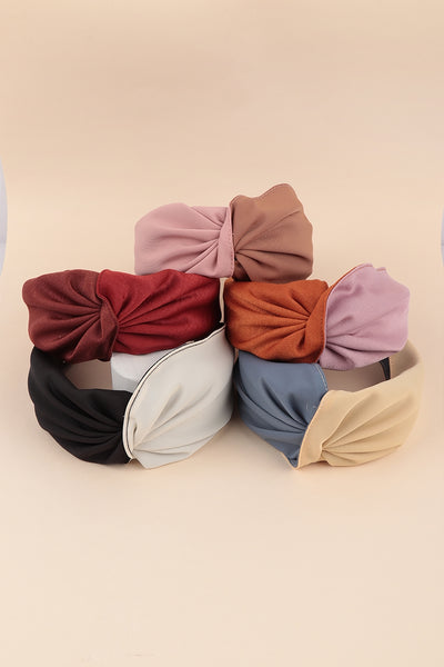 TWO TONE TWISTED FABRIC HEADBAND HAIR ACCESSORIES