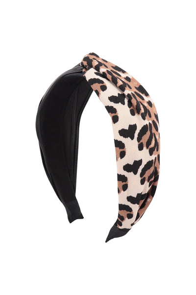 KNOTTED TWO TONE LEOPARD PU HEAD BAND HEAD ACCESSORIES