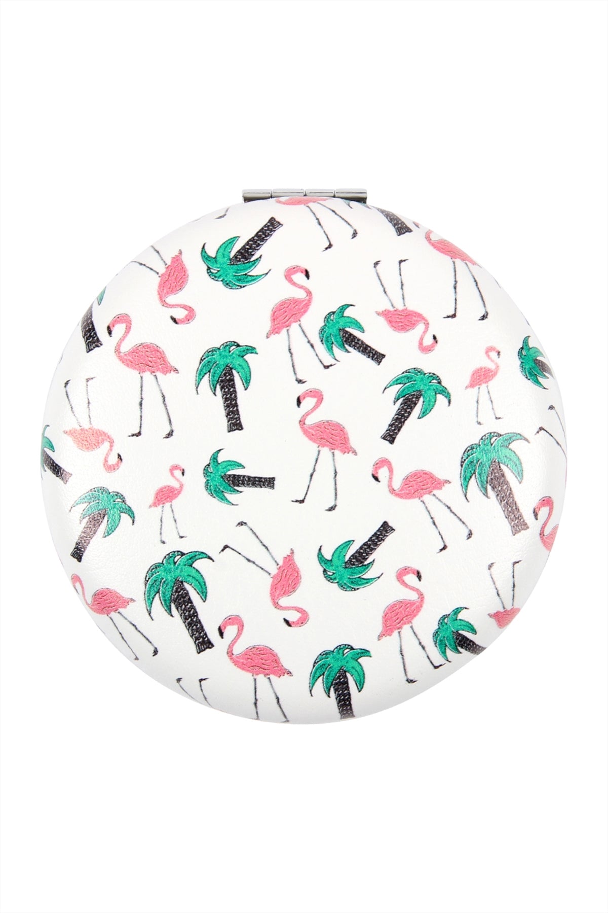 FLAMINGO PRINT ROUND FLIP MIRROR