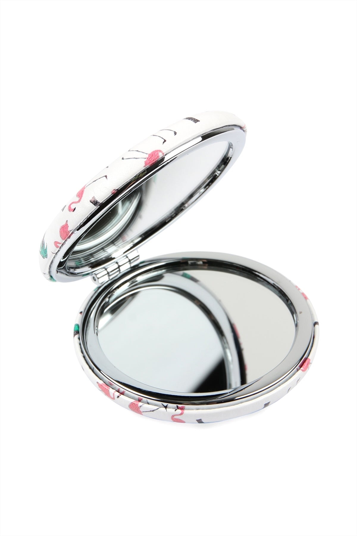 FLAMINGO PRINT ROUND FLIP MIRROR