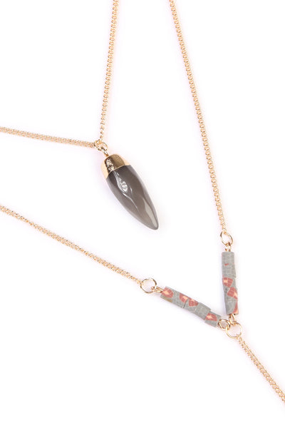 GOLD LAYERED LARIAT NECKLACE