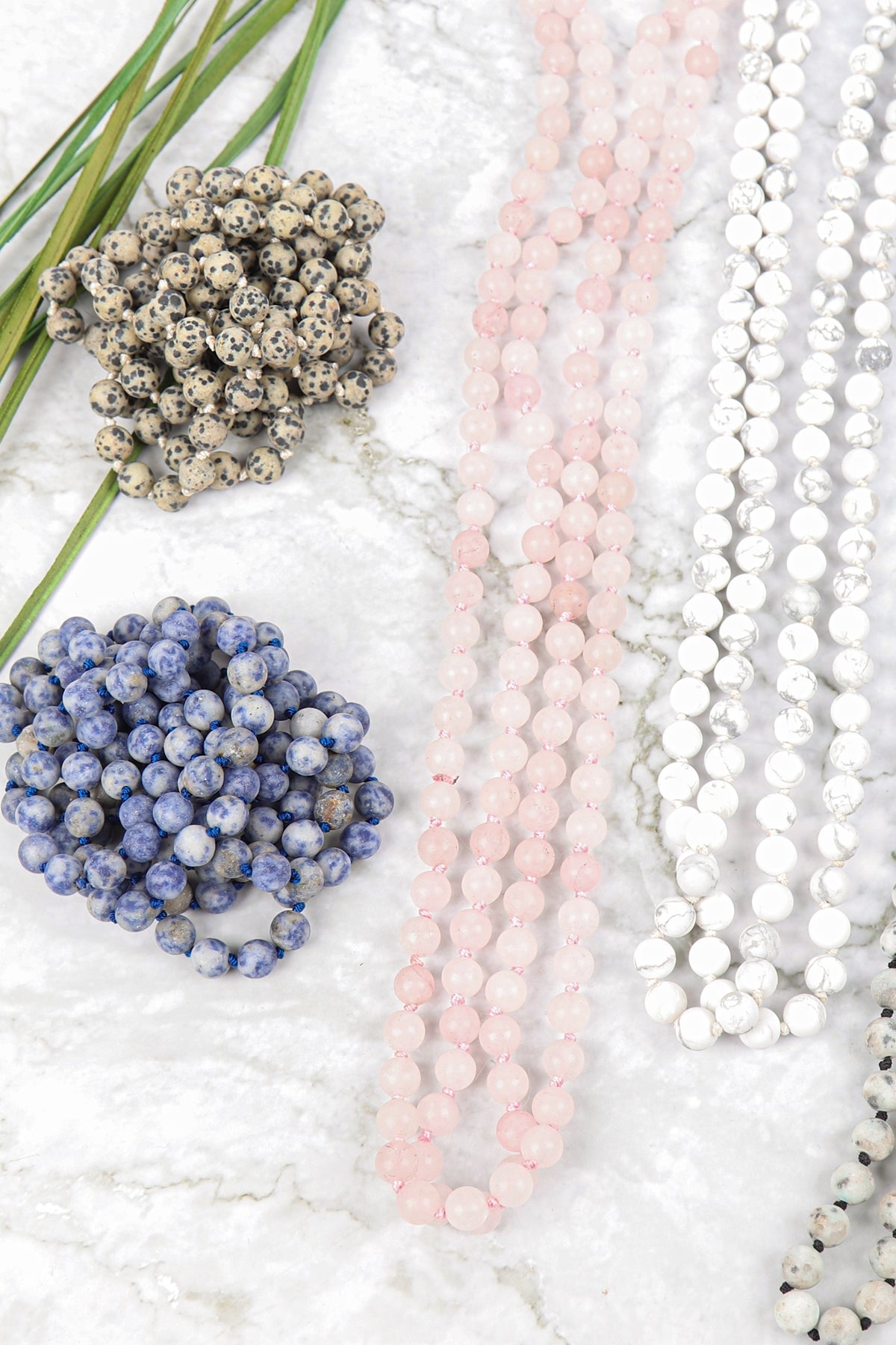 NATURAL STONE HAND KNOTTED LONG NECKLACE