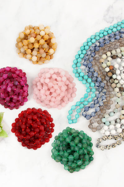 NATURAL STONE HAND KNOTTED LONG NECKLACE