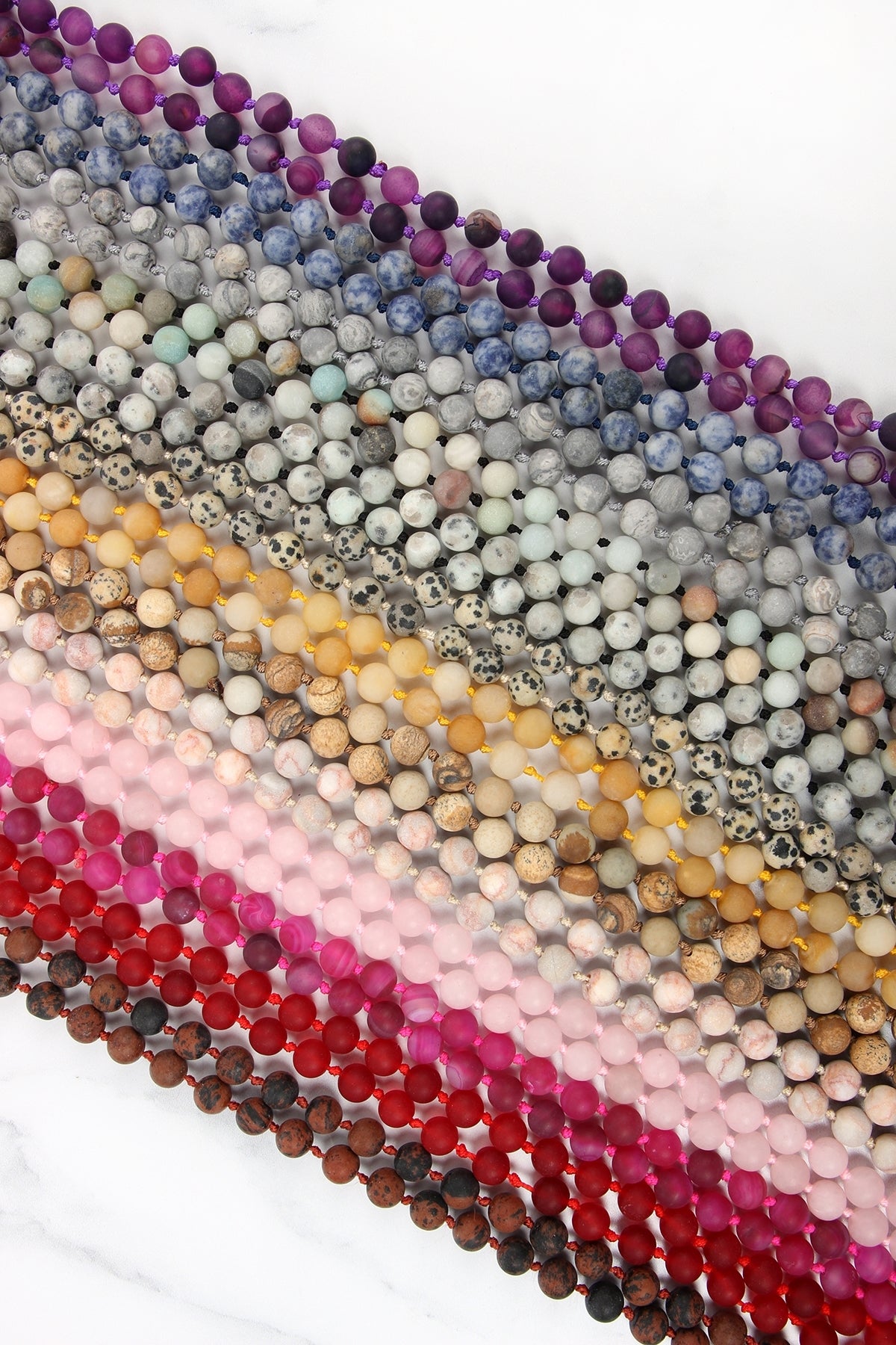 NATURAL STONE HAND KNOTTED LONG NECKLACE