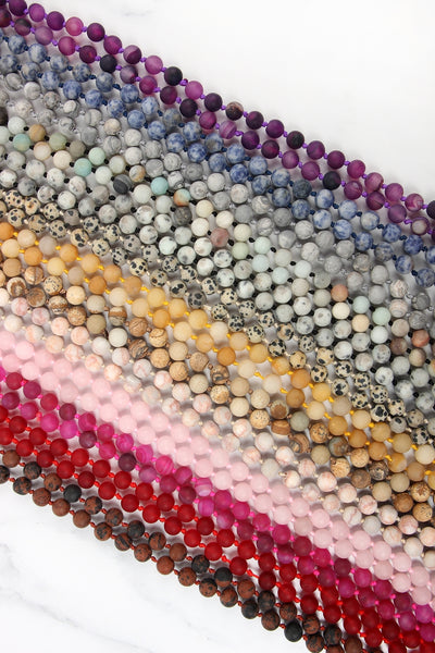 NATURAL STONE HAND KNOTTED LONG NECKLACE