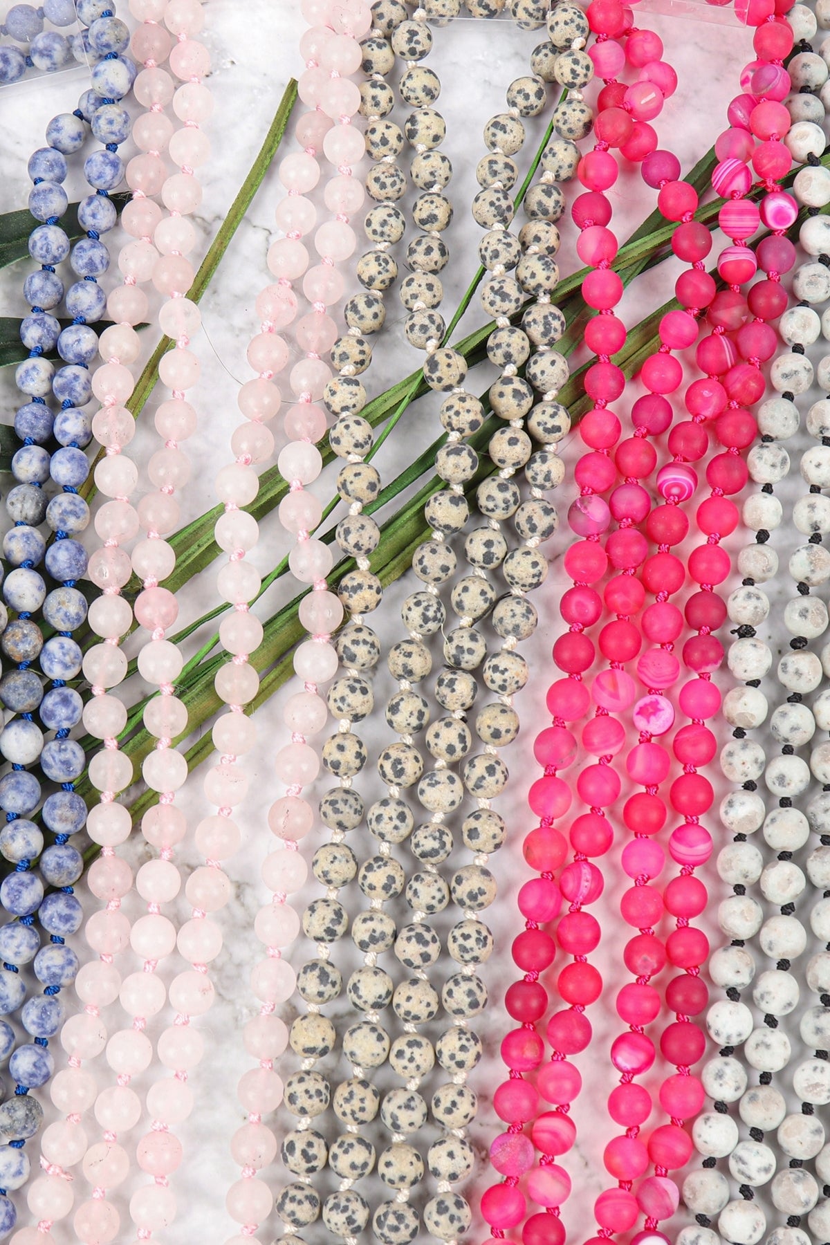 NATURAL STONE HAND KNOTTED LONG NECKLACE