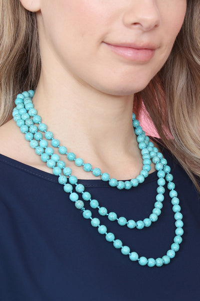 NATURAL STONE HAND KNOTTED LONG NECKLACE