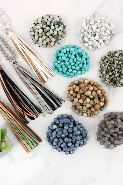 NATURAL STONE HAND KNOTTED LONG NECKLACE