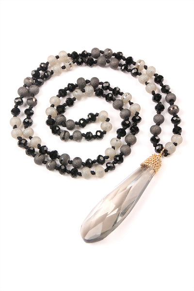 TEARDROP GLASS RONDELLE BEADS NECKLACE