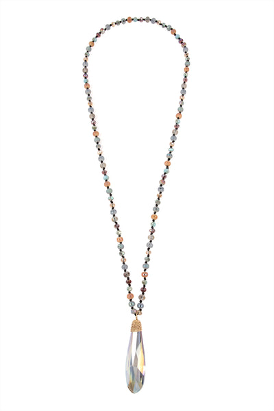 TEARDROP GLASS RONDELLE BEADS NECKLACE