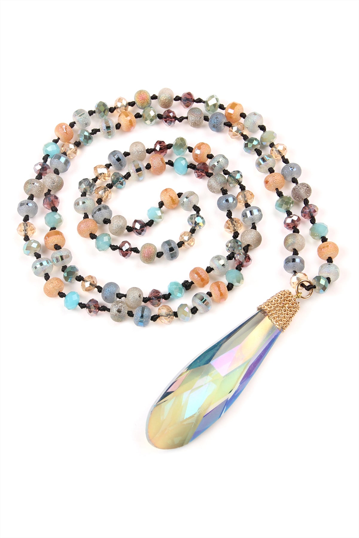 TEARDROP GLASS RONDELLE BEADS NECKLACE