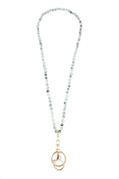 NATURAL STONE BEADS LANYARD NECKLACE