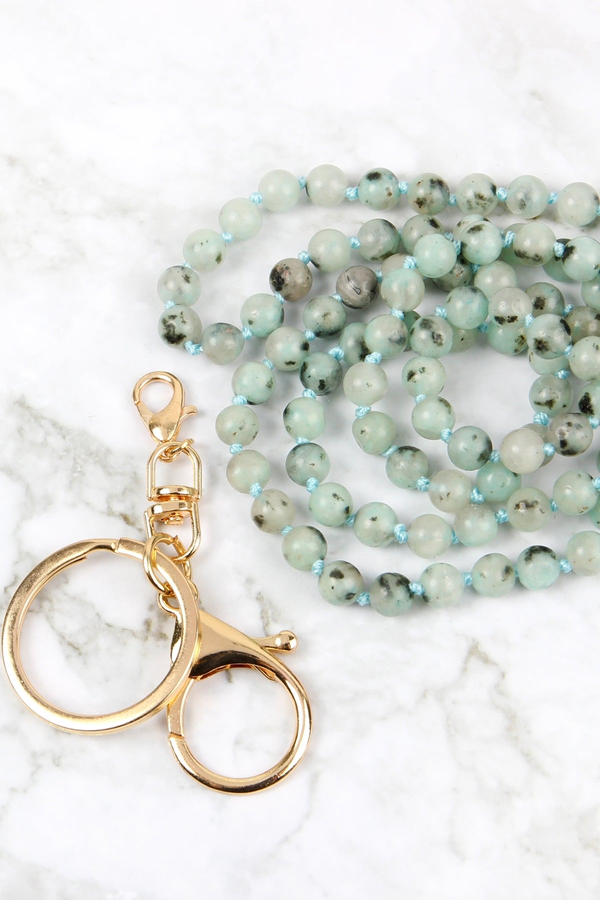 NATURAL STONE BEADS LANYARD NECKLACE