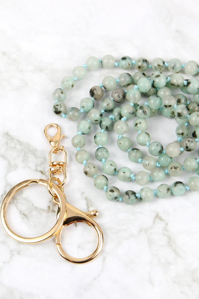 NATURAL STONE BEADS LANYARD NECKLACE