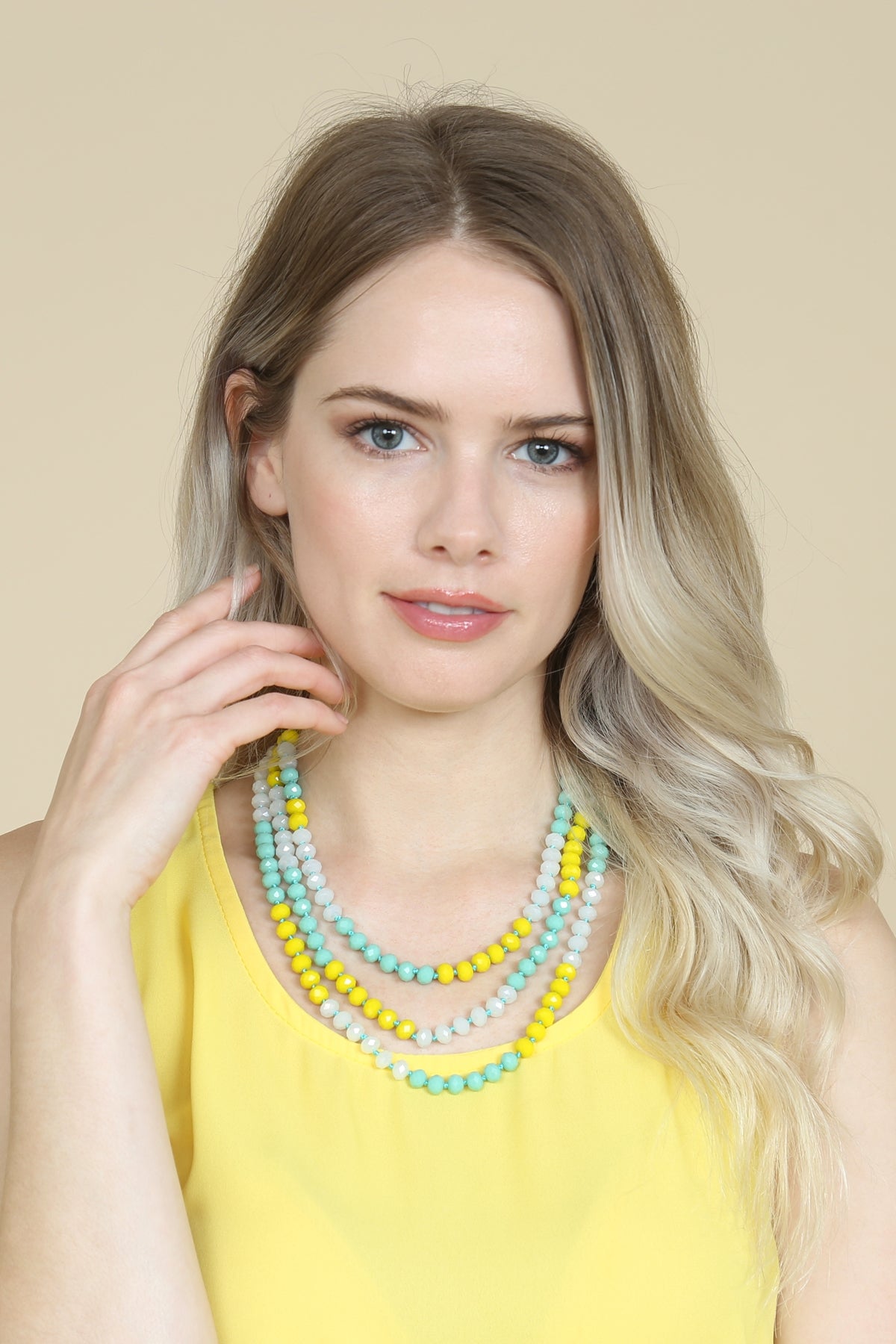 TWO LINE GLASS BEADS NECKLACE