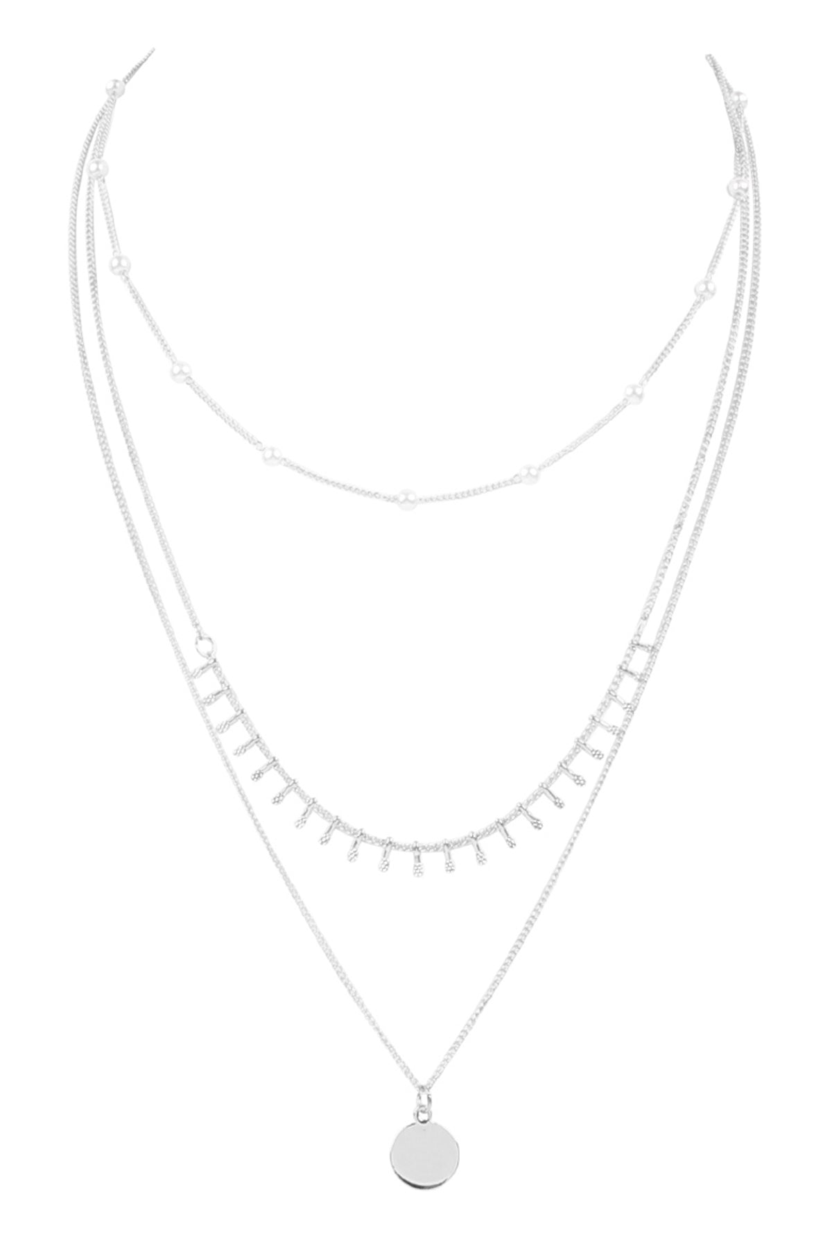 3 LAYERED CHAIN NECKLACE WITH PENDANT