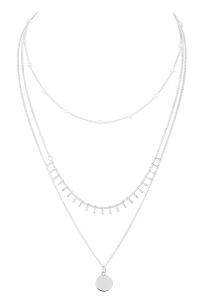 3 LAYERED CHAIN NECKLACE WITH PENDANT