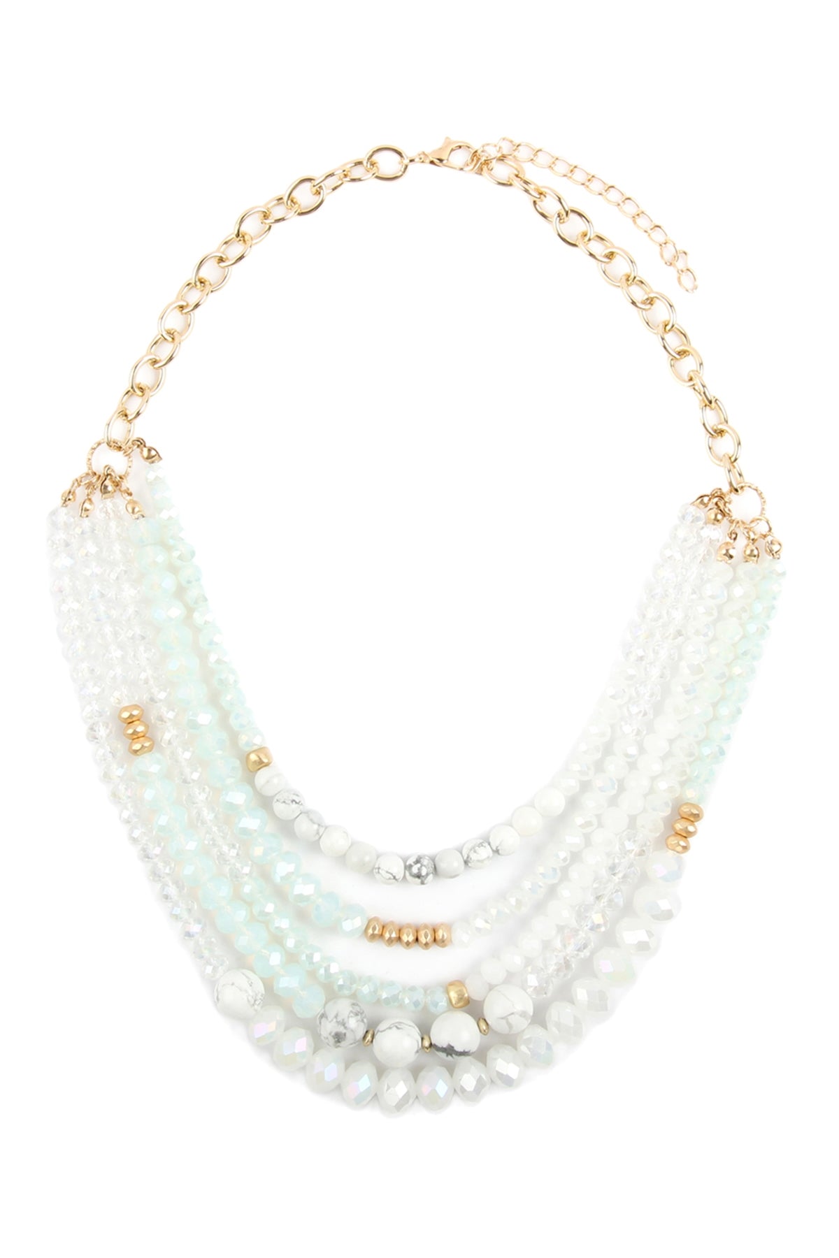 WHITE MIXED BEADS STATEMENT NECKLACE/6PCS (NOW $3.25 ONLY!)