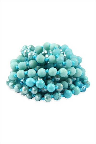 6mm TWO LINES MIXED BEADS NECKLACE/6PCS