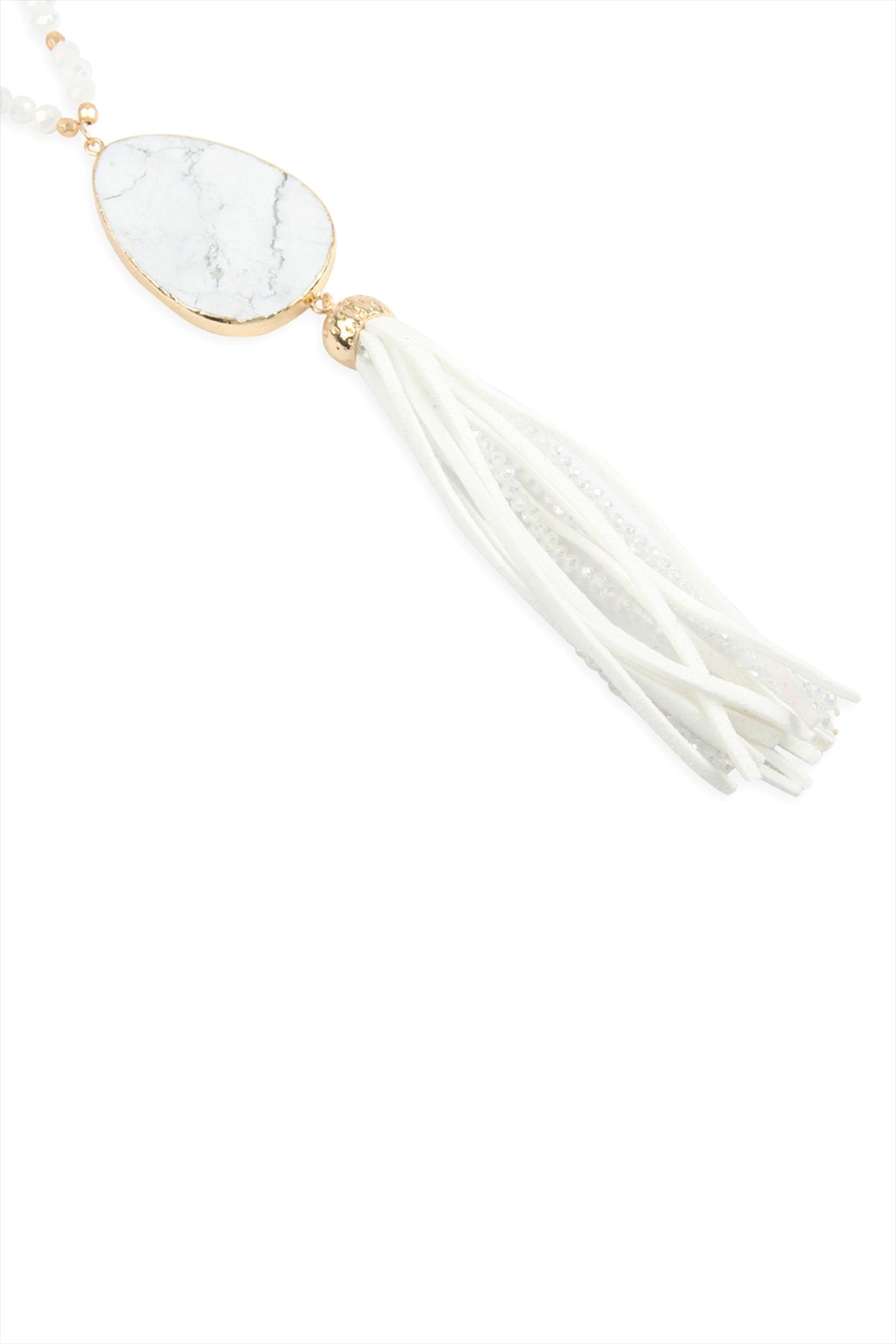 NATURAL STONE WITH TASSEL PENDANT NECKLACE