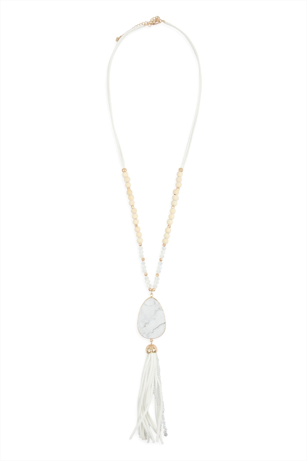 NATURAL STONE WITH TASSEL PENDANT NECKLACE