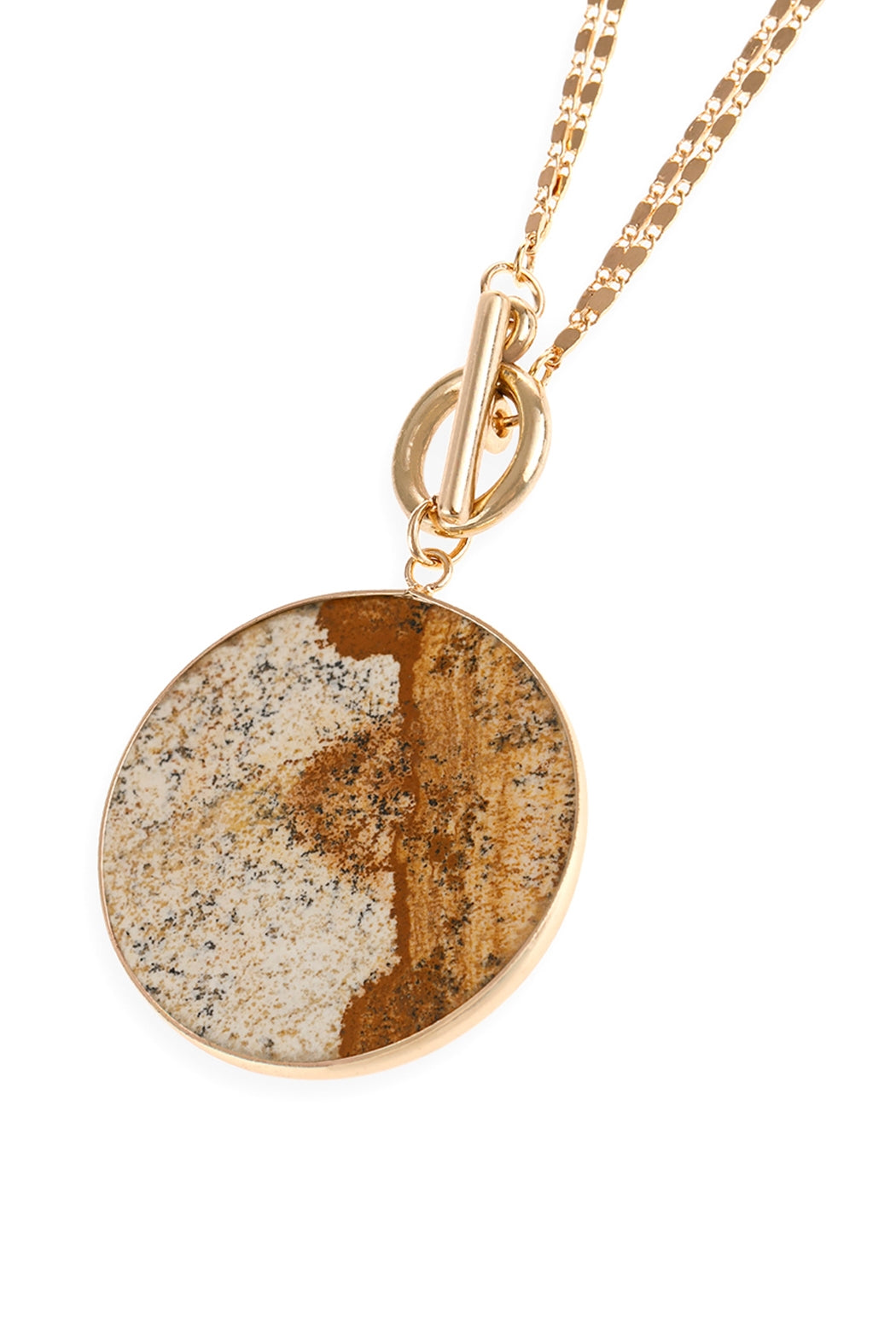 NATURAL STONE PENDANT CHAIN LAYERED NECKLACE/6PCS (NOW $2.00 ONLY!)