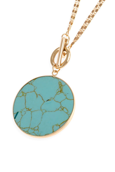 NATURAL STONE PENDANT CHAIN LAYERED NECKLACE/6PCS (NOW $2.00 ONLY!)