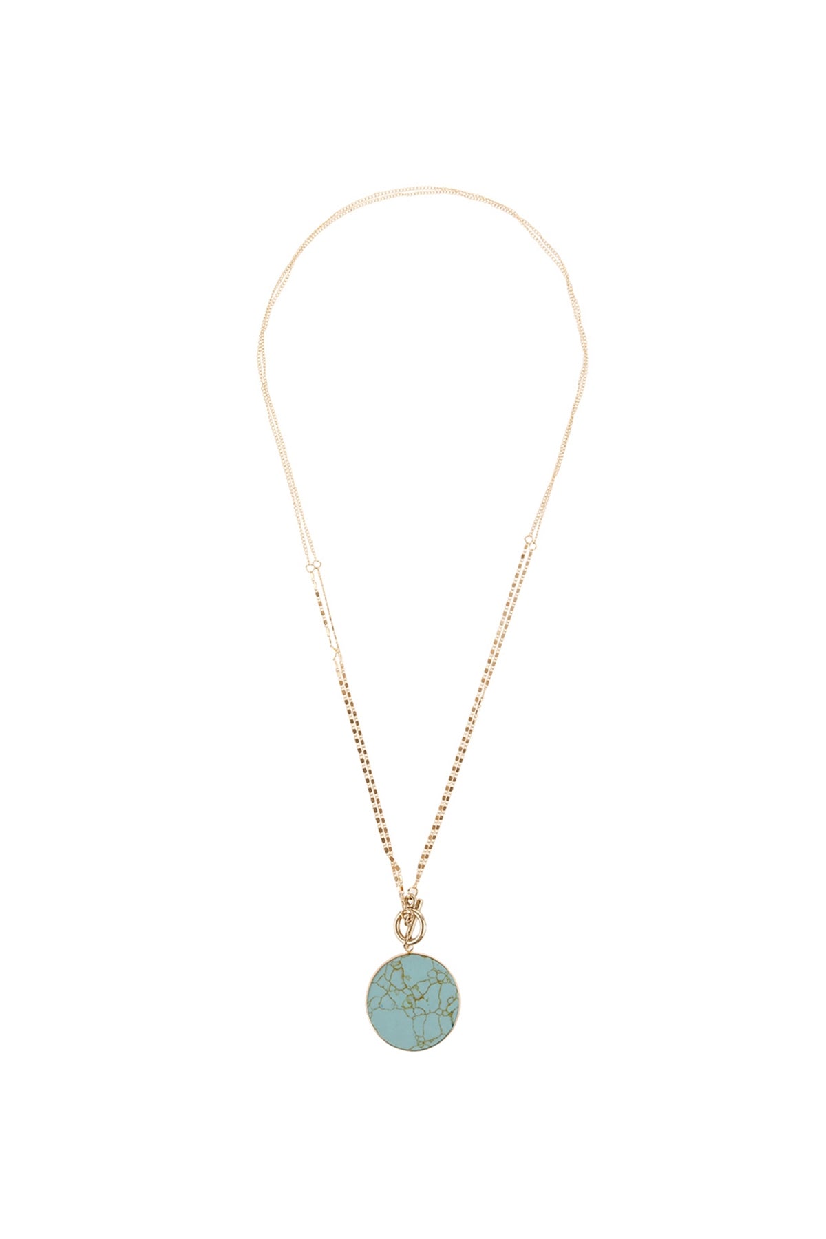 NATURAL STONE PENDANT CHAIN LAYERED NECKLACE/6PCS (NOW $2.00 ONLY!)