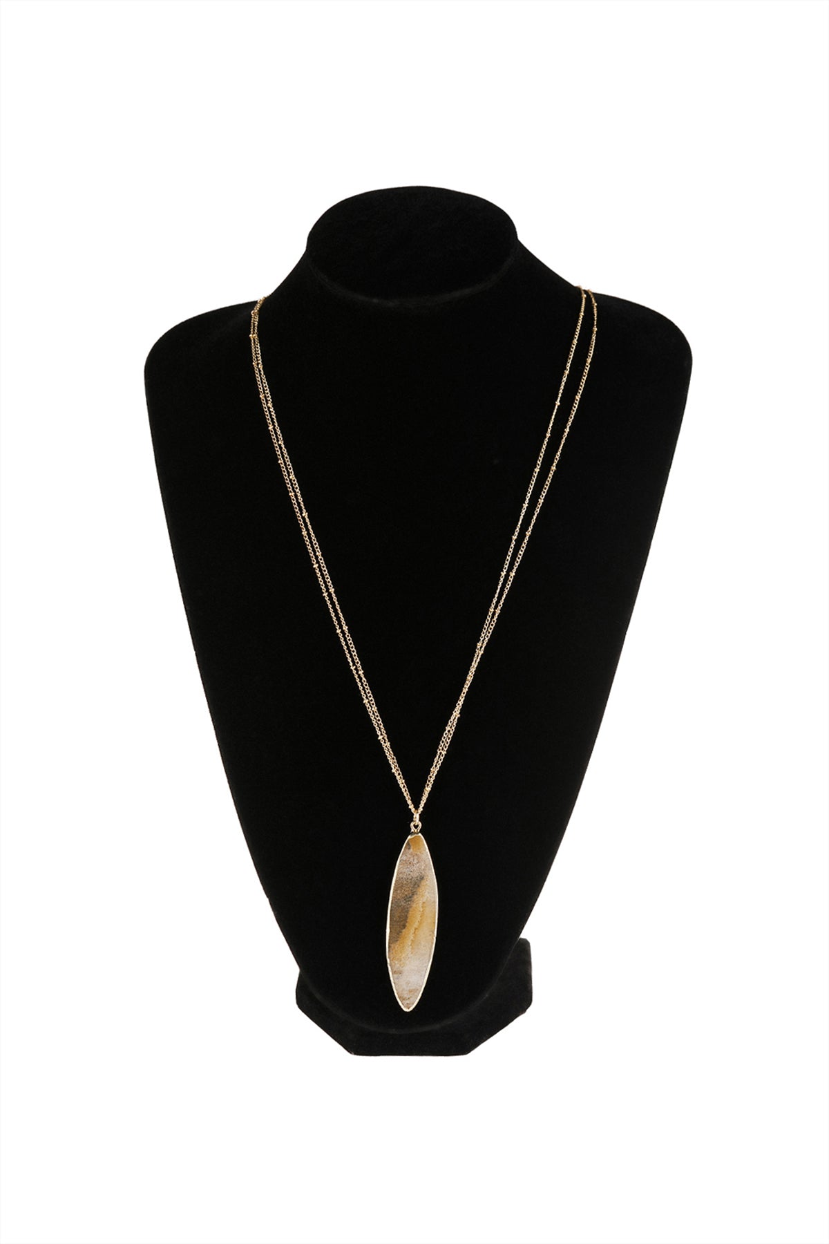 WHITE NATURAL STONE MARQUISE SHAPE PENDANT NECKLACE/6PCS (NOW $2.00 ONLY!)