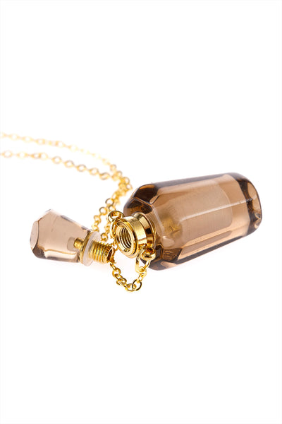 NATURAL STONE HEXAGON CRYSTAL PERFUME BOTTLE NECKLACE WITH BOX