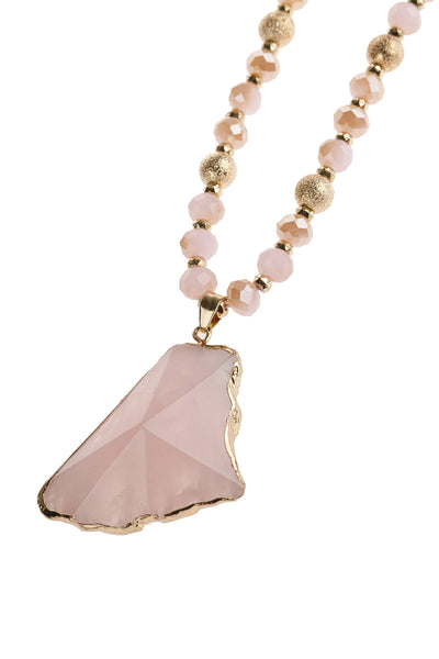 STONE PENDANT BEADED NECKLACE
