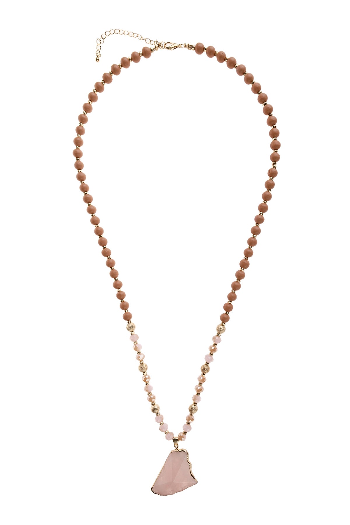 STONE PENDANT BEADED NECKLACE