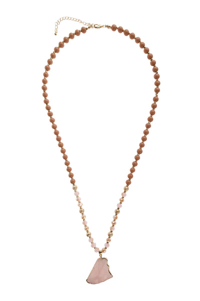 STONE PENDANT BEADED NECKLACE