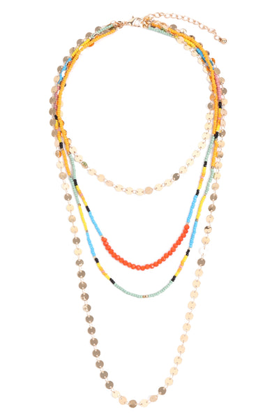 DISC BEADS LAYERED STATEMENT NECKLACE