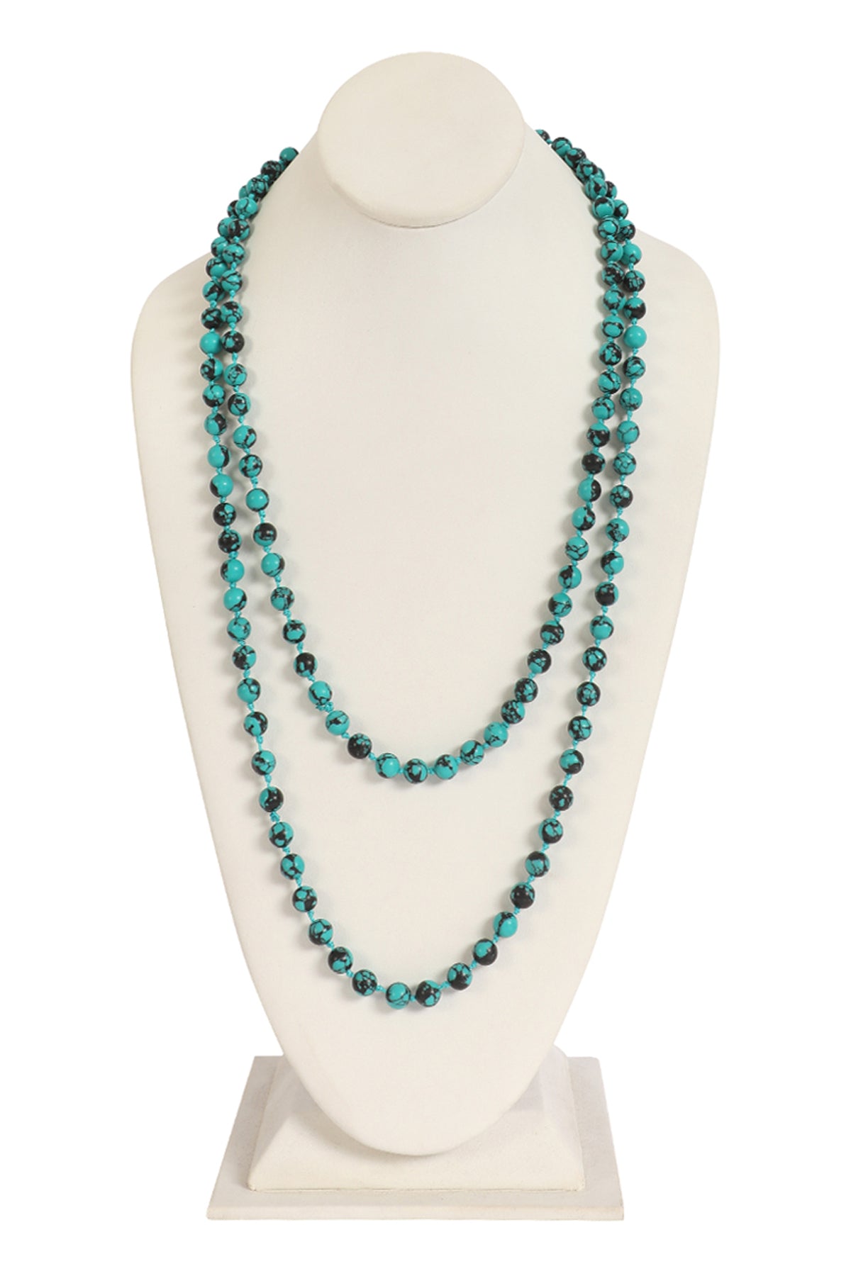 NATURAL STONE LONG BEADED NECKLACE