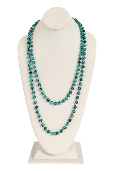 NATURAL STONE LONG BEADED NECKLACE