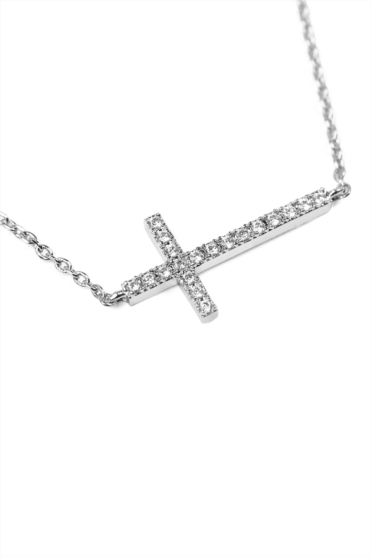 ZIRCON CROSS PENDANT NECKLACE