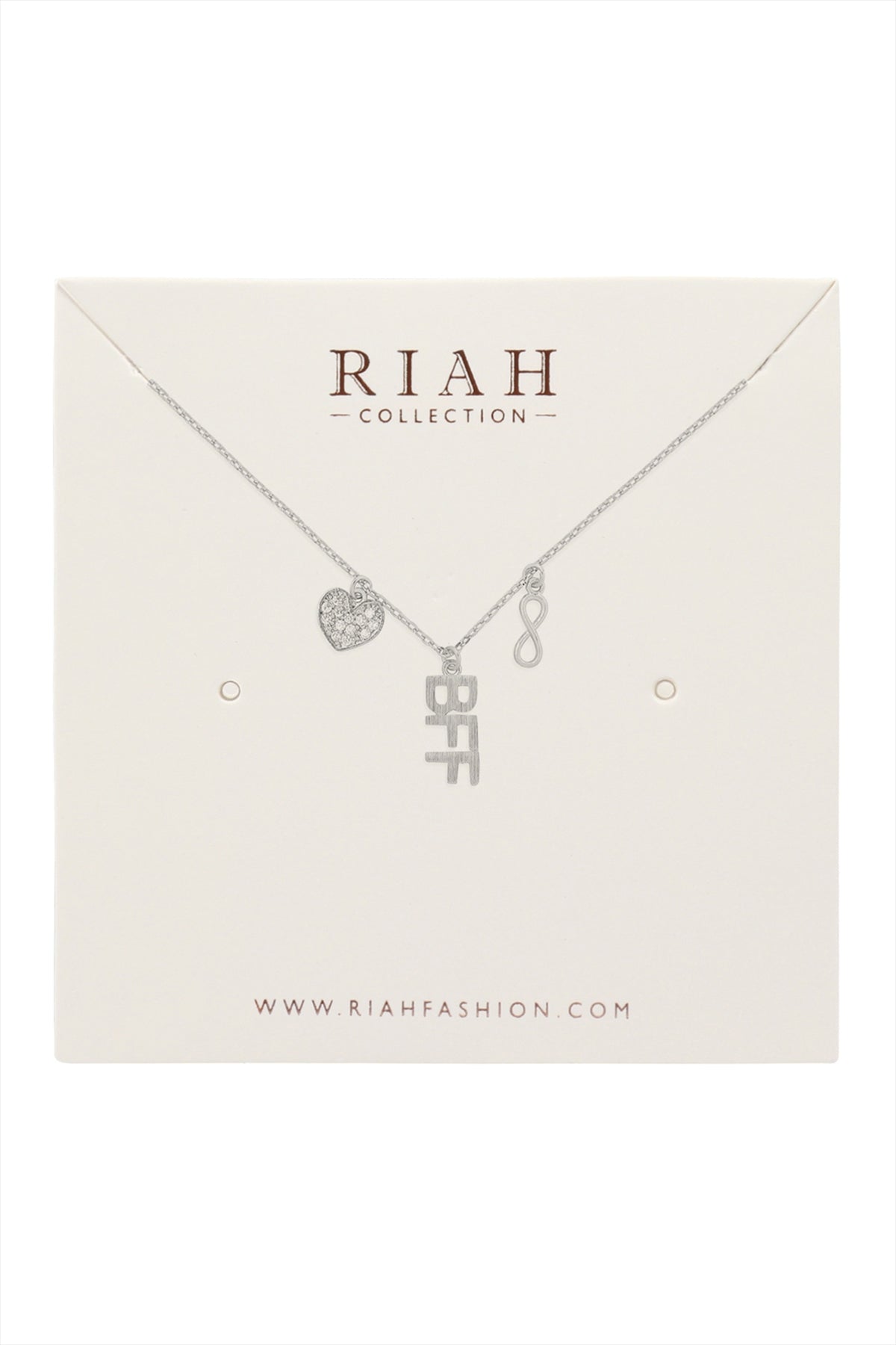 INFINITY HEART BFF CUBIC ZIRCONIA PENDANT NECKLACE