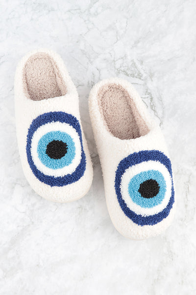 EVIL EYE PRINT FLEECE SLIPPER