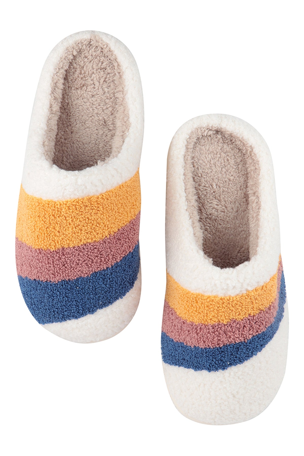 STRIPED PRINT FLEECE SLIPPER
