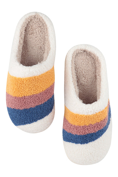 STRIPED PRINT FLEECE SLIPPER