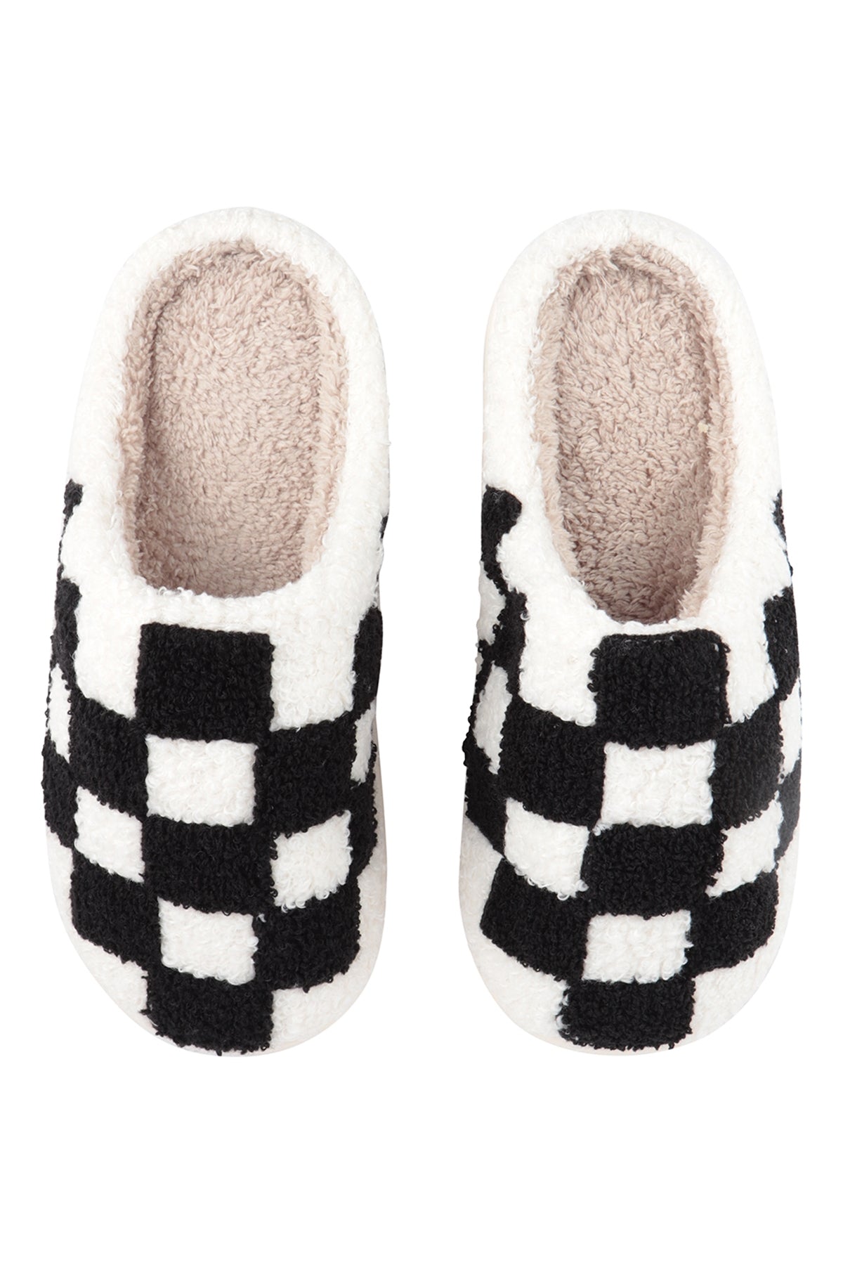CHECKERED PRINT FLEECE SLIPPER