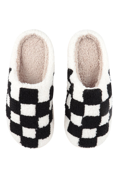 CHECKERED PRINT FLEECE SLIPPER